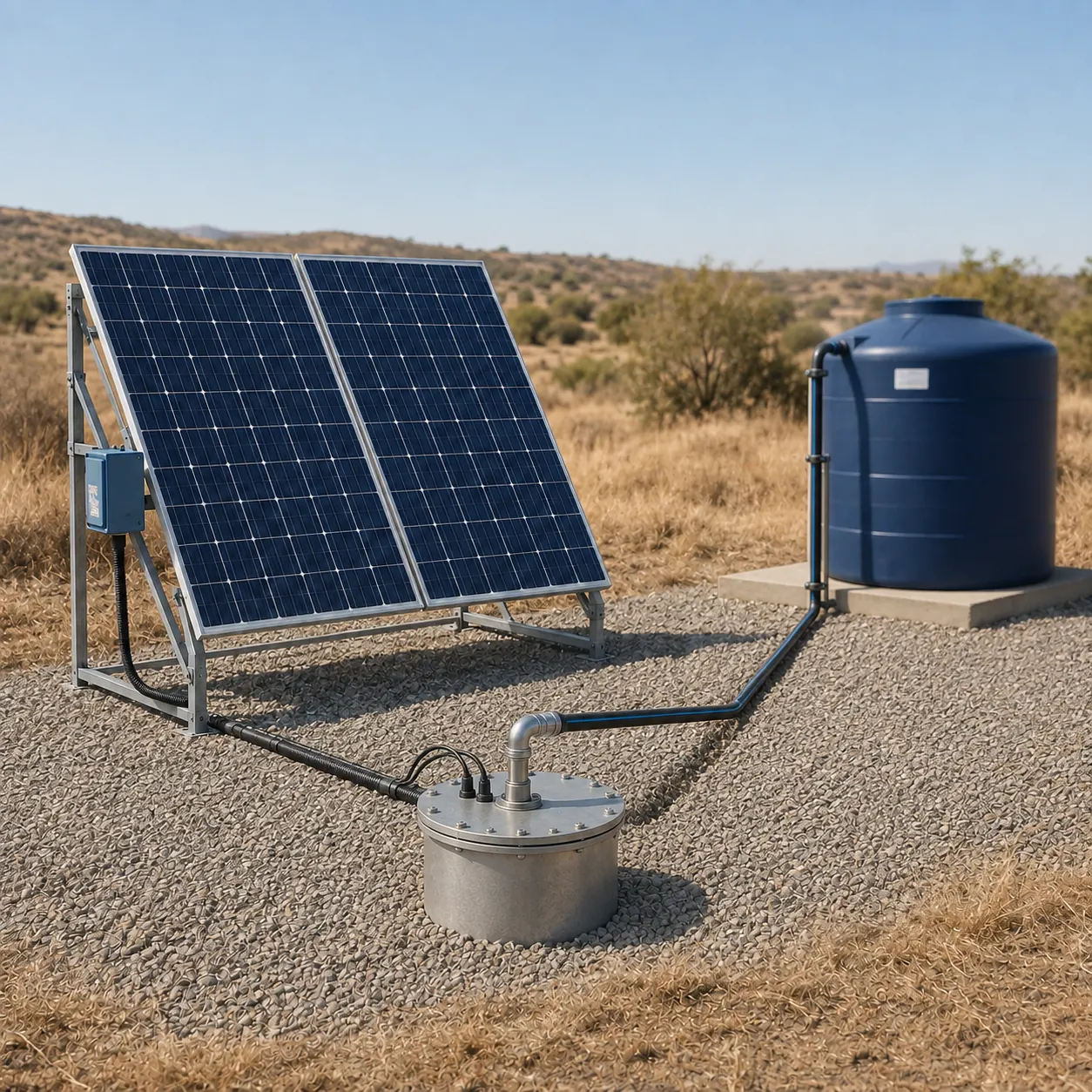 Sistema de bombeo solar con panel fotovoltaico